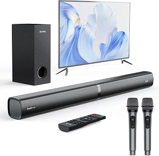 Karaoke Soundbar with Subwoofer for TV and 2 Wireless Microphones