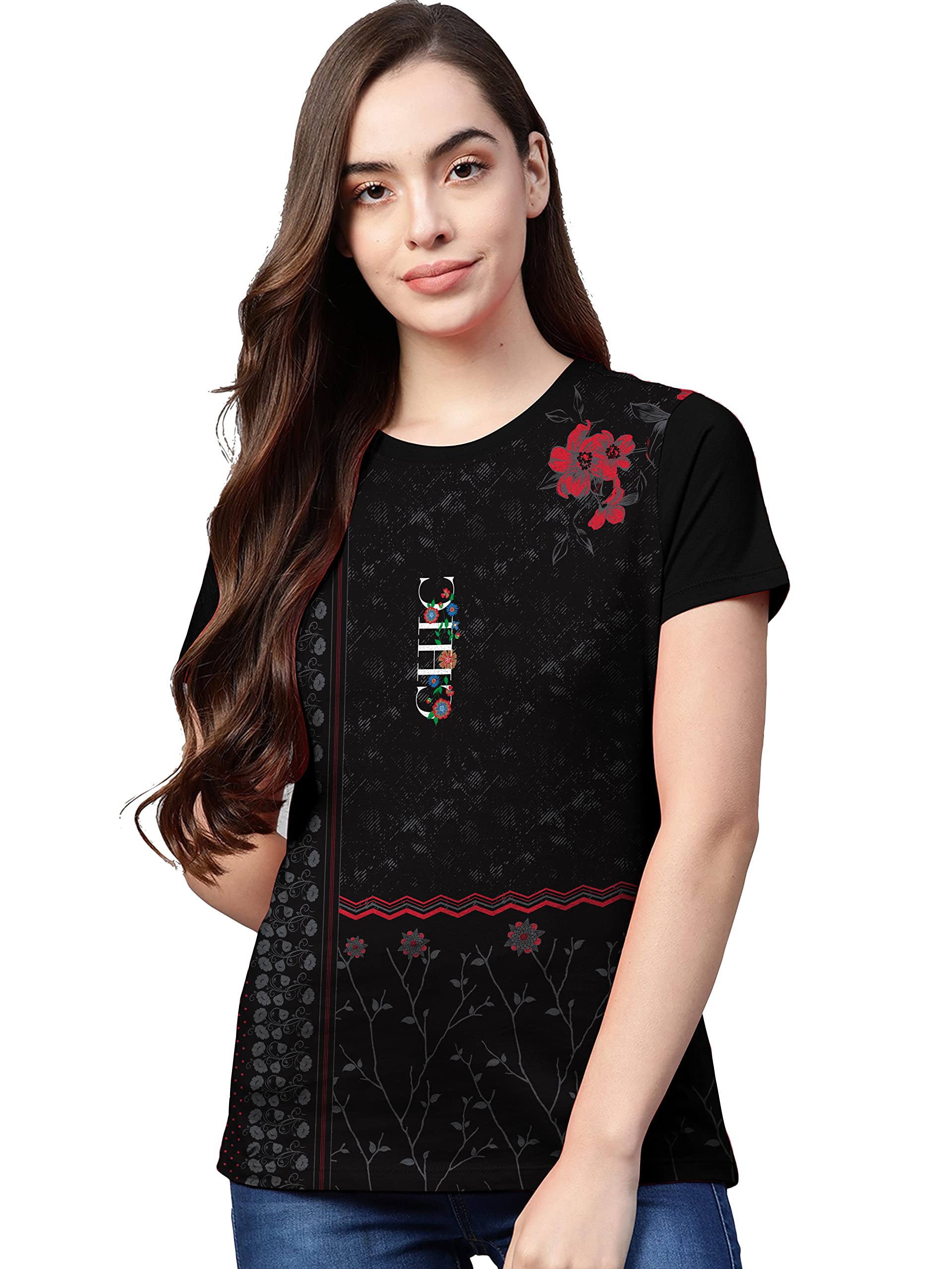 So Sweety Comfort & Dreams Sneak Peak Women's Printed Half Sleeve T Shirt (X-Large, Black)