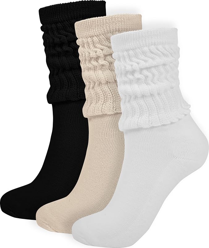 BomKinta Crew Slouch Socks Women Retro Scrunch Short Soft Socks Size 5-11 | Solid, Ankle, Gifts for Womens