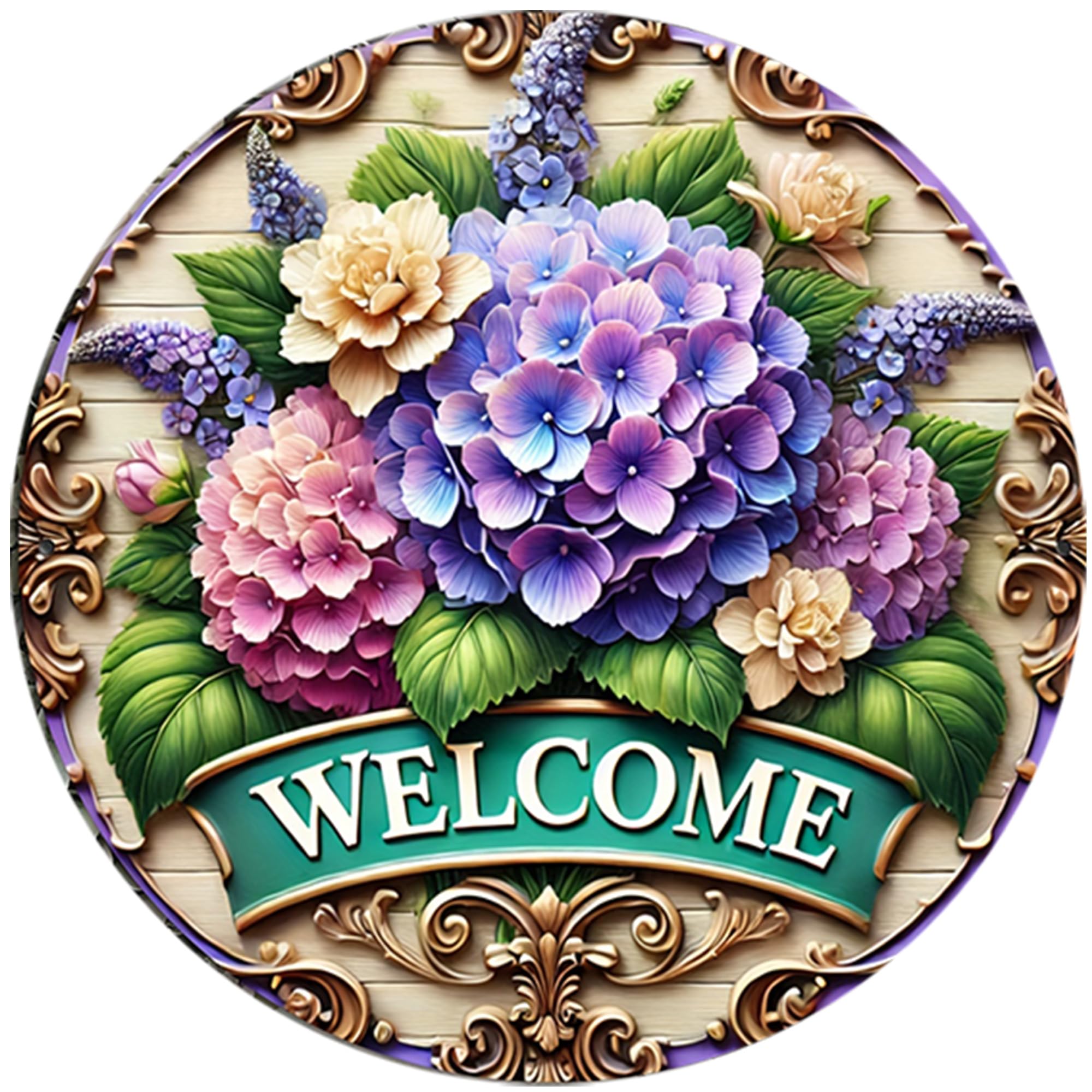 Nianxi Welcome Floral Wreath Retro Flower Metal Sign,Vintage Garden Tin Sign,For Home Greenhouse Yard Outdoor Cottage Bedroom Decor,Gardening Gifts 8X12 Inch (Welcome Floral Wreath)