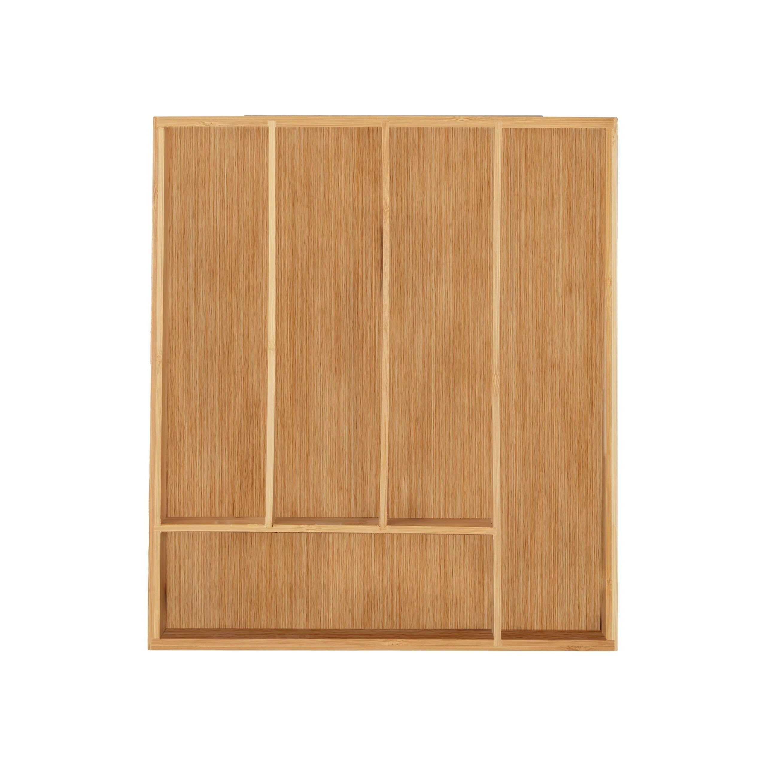 Relaxdays Range-couvert, lot de 2, 5 compartiments, bambou, petit organiseur de tiroir pour ustensiles, HLP 5 x 30 x 34 cm, nature