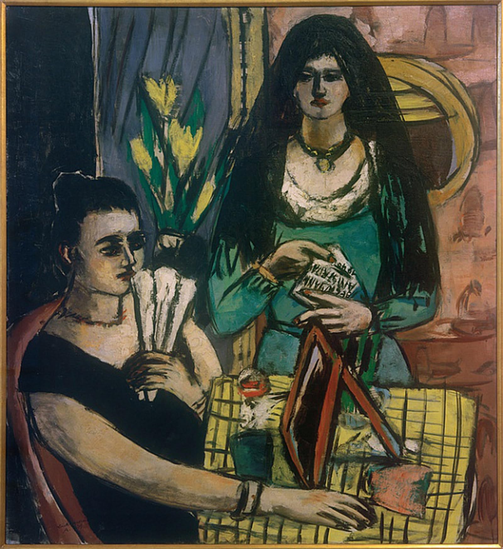 POSTERIIk Famous Modern Artwork Art Mural Girl in Black on Green by Max Beckmann Oil Paintings Pictures for Home Decor 60x90cm