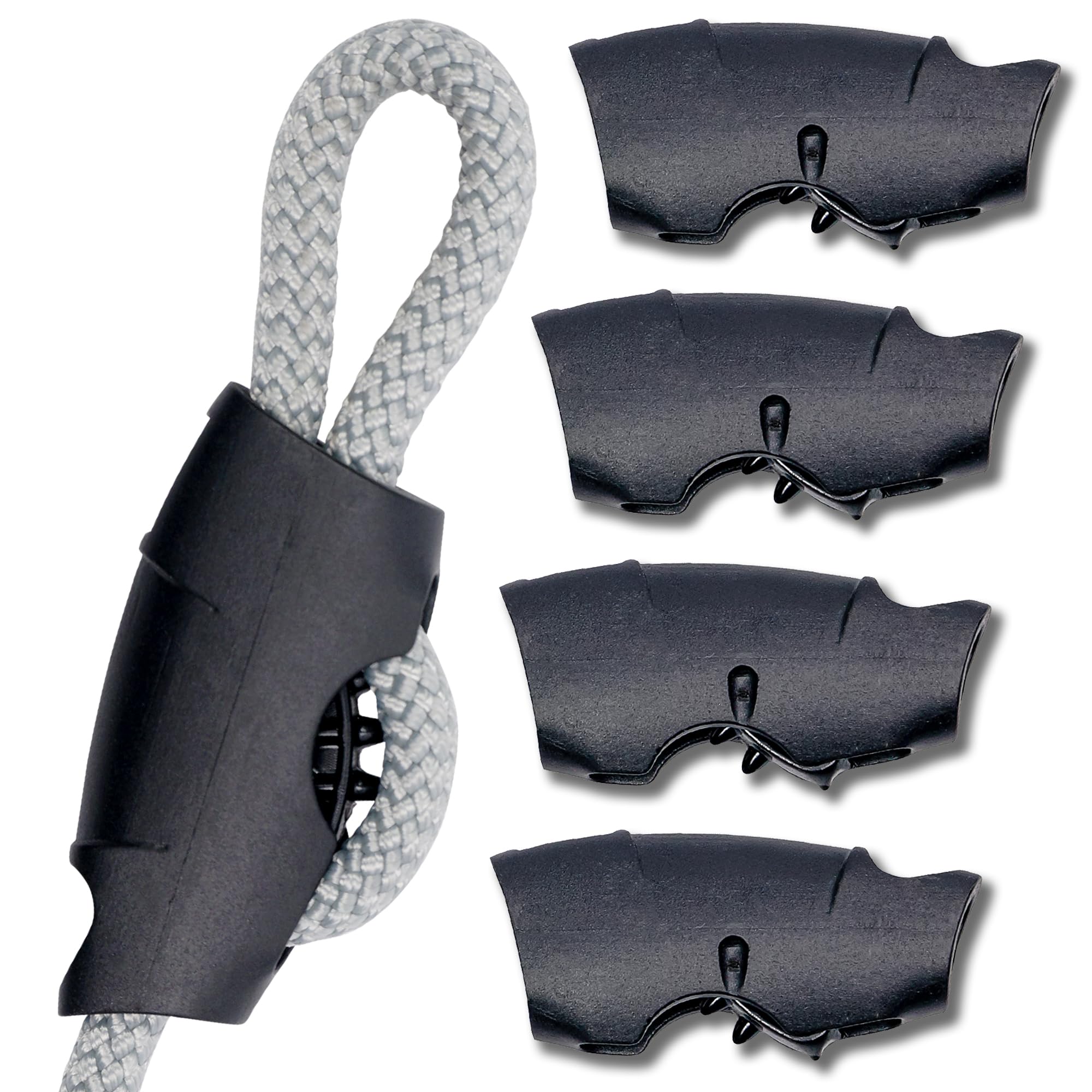 Toldoro Seilklemme Super Sharky 4 Stück 6mm / Klemmen zur Befestigung von Seilen und Tauwerk für Sonnensegel oder Segelboote/Tauwerkklemme aus Kunststoff für schnelle Befestigung