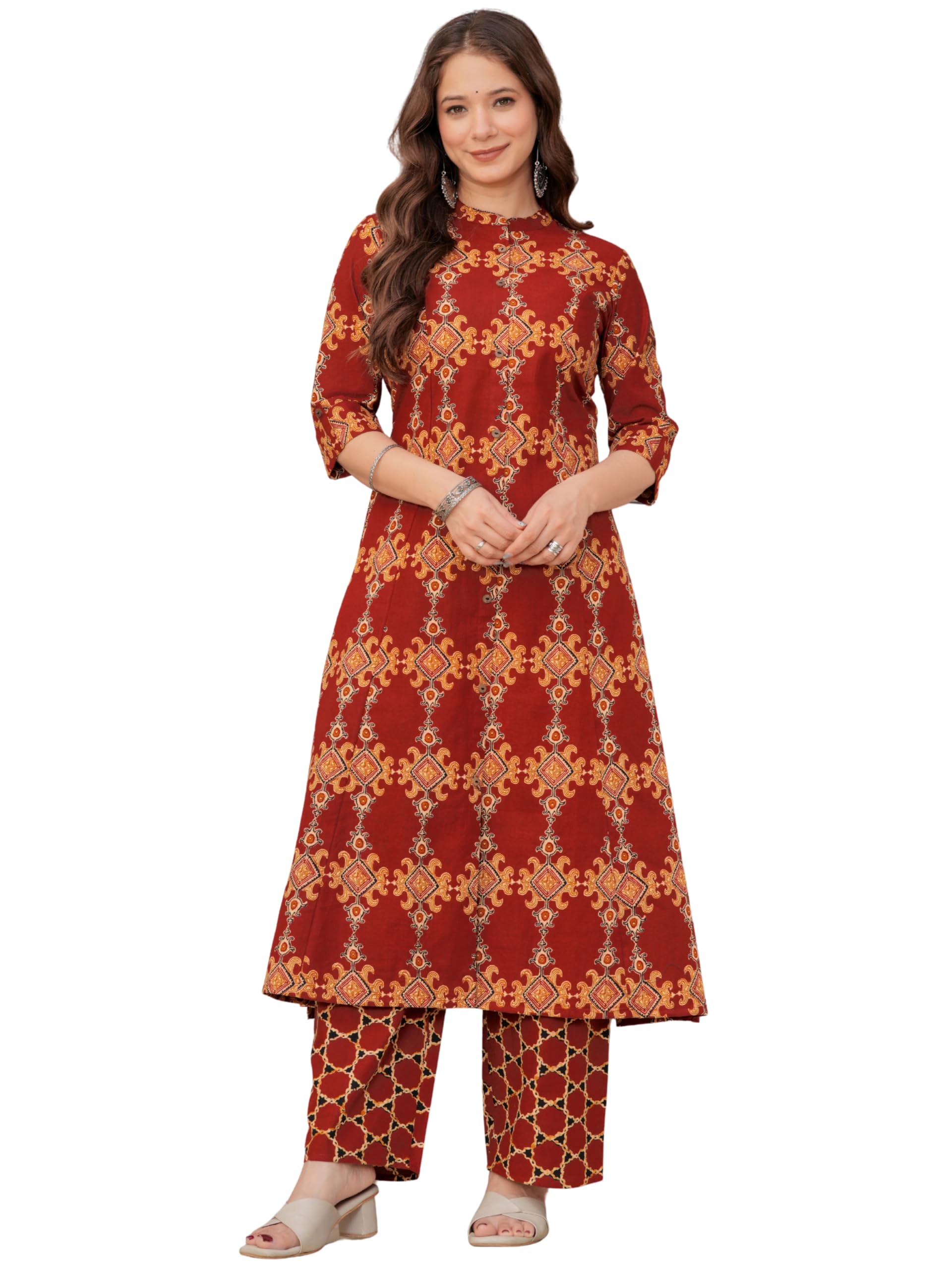 rytras Women Pure Cotton Printed A-Line Kurta Sets with Palazzos|Kurti Set for Woman|Cord Set for Women Cotton-picture-56
