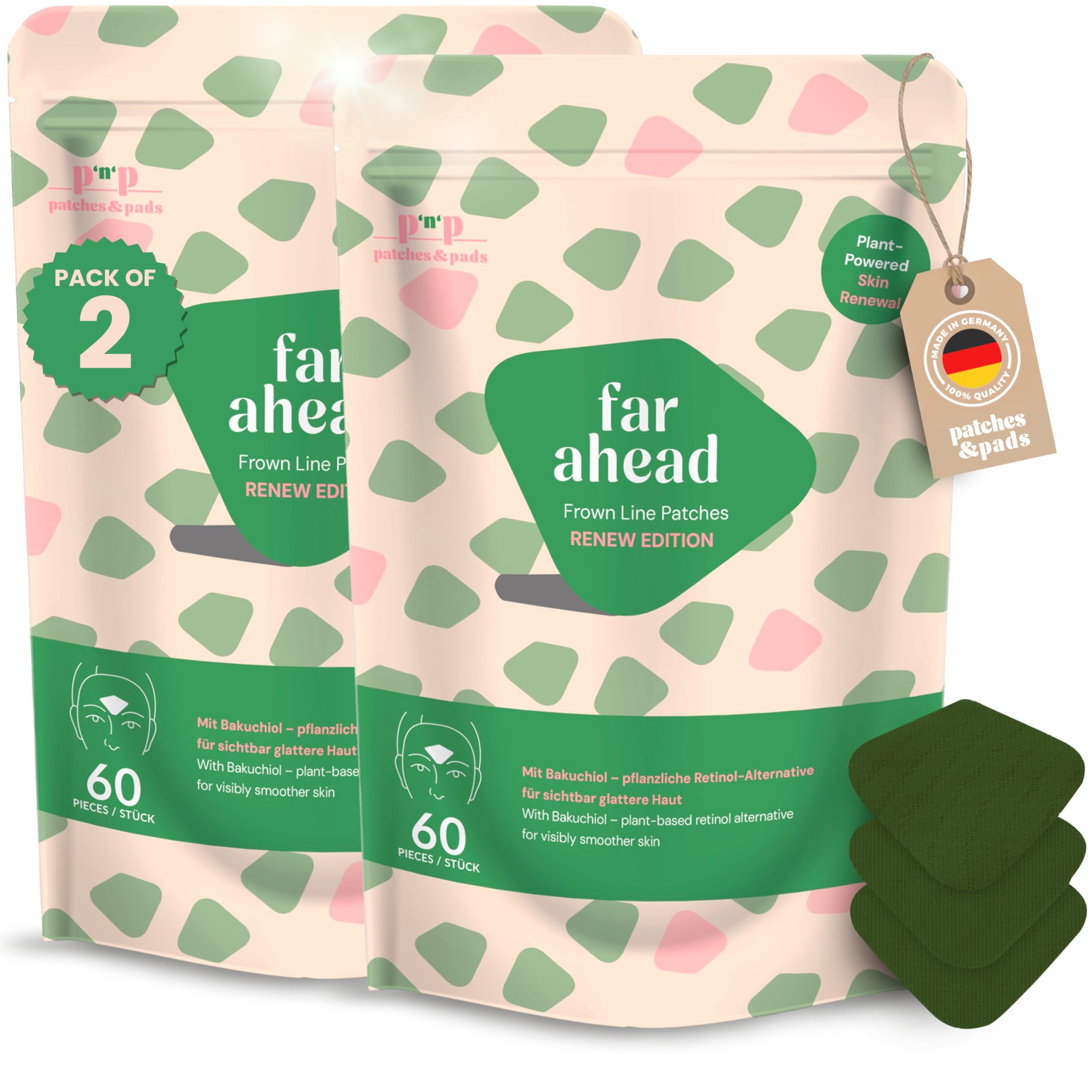 patches&pads Bakuchiol Patches – Sanfte Anti-Aging-Pflege mit pflanzlicher Retinol-Alternative, ideal für empfindliche Haut & die Nacht (2er-Pack)