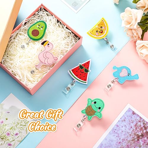 Miniatura 6 de 6 piezas de carrete de insignia de fieltro para enfermera, carrete de insignia retráctil, carretes de identificación de nombre, divertido y lindo