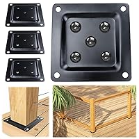 Vista 1 de Muzata Paquete de 4 x 4 pulgadas, conector de placa de poste de madera, placa base de poste de cubierta, valla de madera, barandilla de porche, base