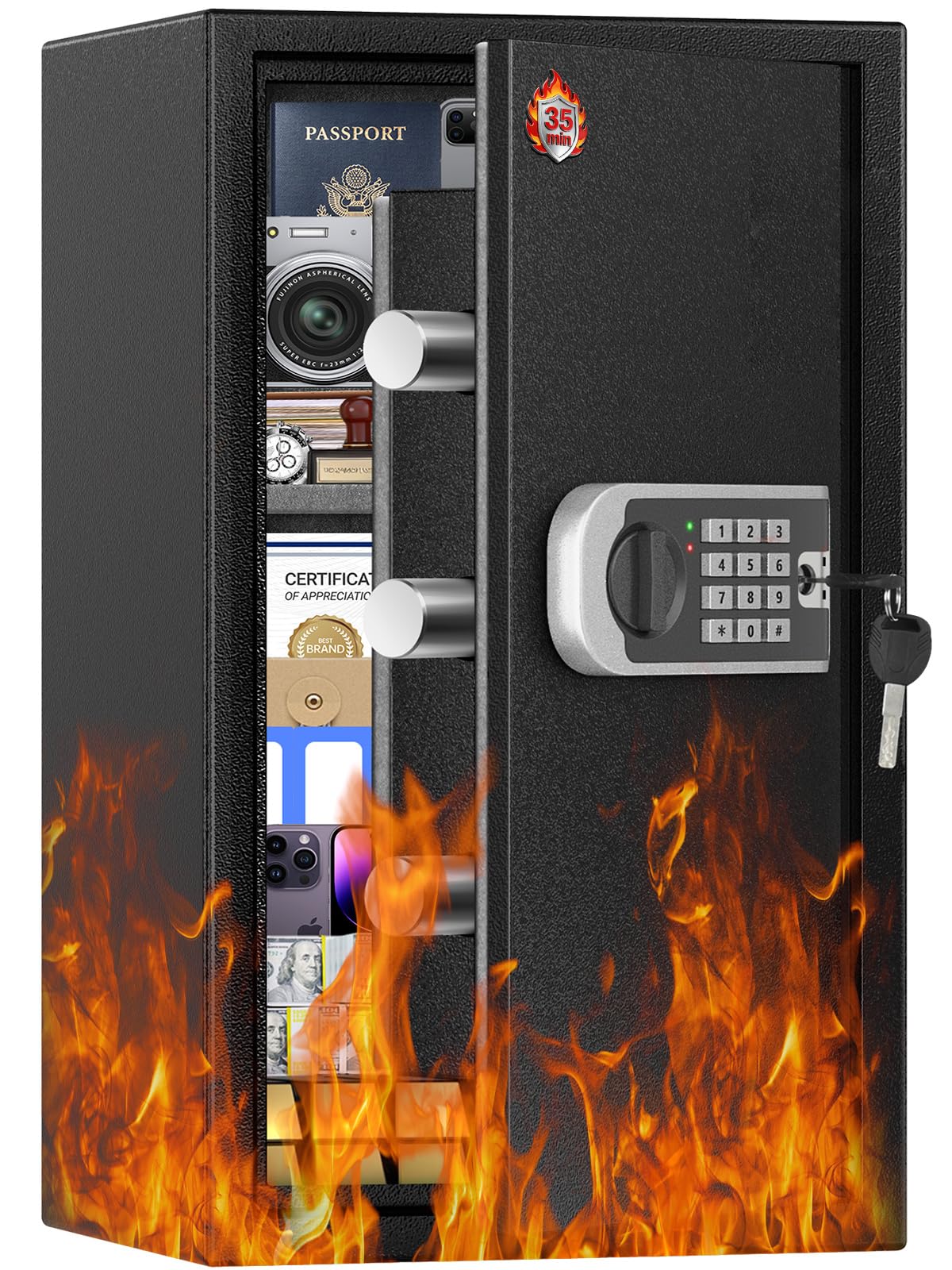 [2026 Upgraded] -35 Min Real Fireproof Safe-3.6 Cu Ft Large Safe for Home
