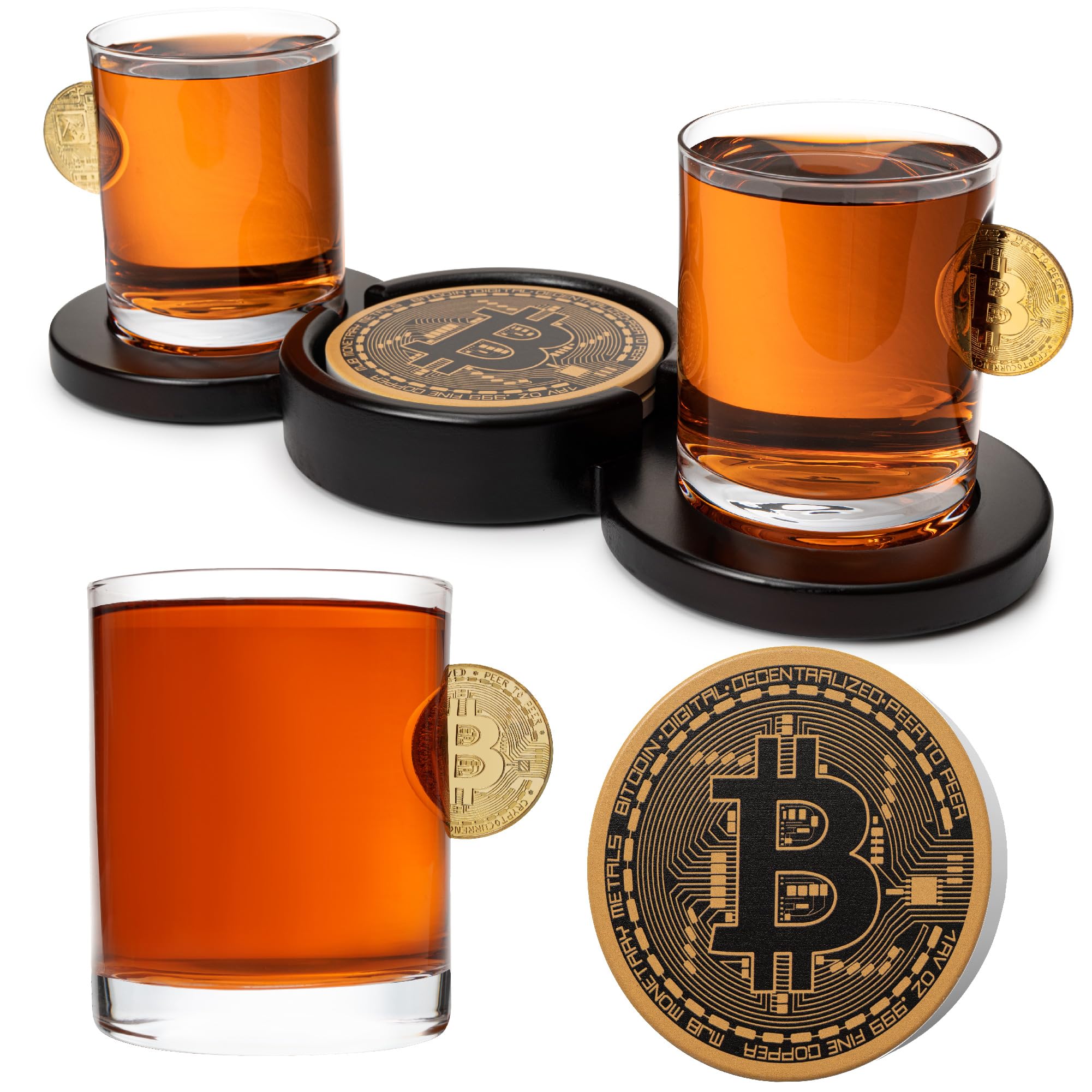 Bitcoin Whiskey Glass Set of 2. Unique Gift for Men, Whiskey Glasses Style  Premium Glassware Cryptocurrency, Bar Tumbler. Crystal. 11 Oz : Amazon.sg:  Home