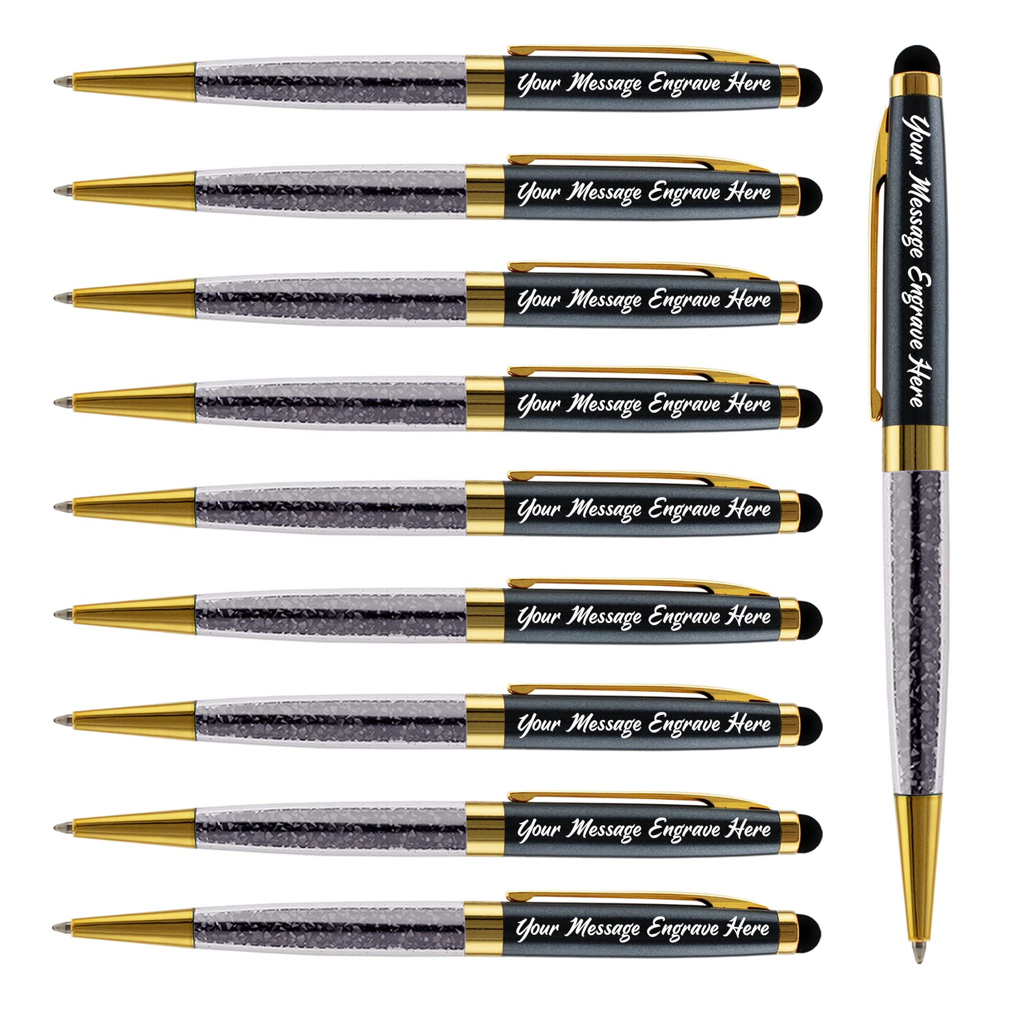 Ancolo Personalized Gift Pens - Ballpoint Pen with Stylus Tip Stylish Pens, Premium Crystal Diamond Pen, Engraved Your Logo or Slogan Perfect for