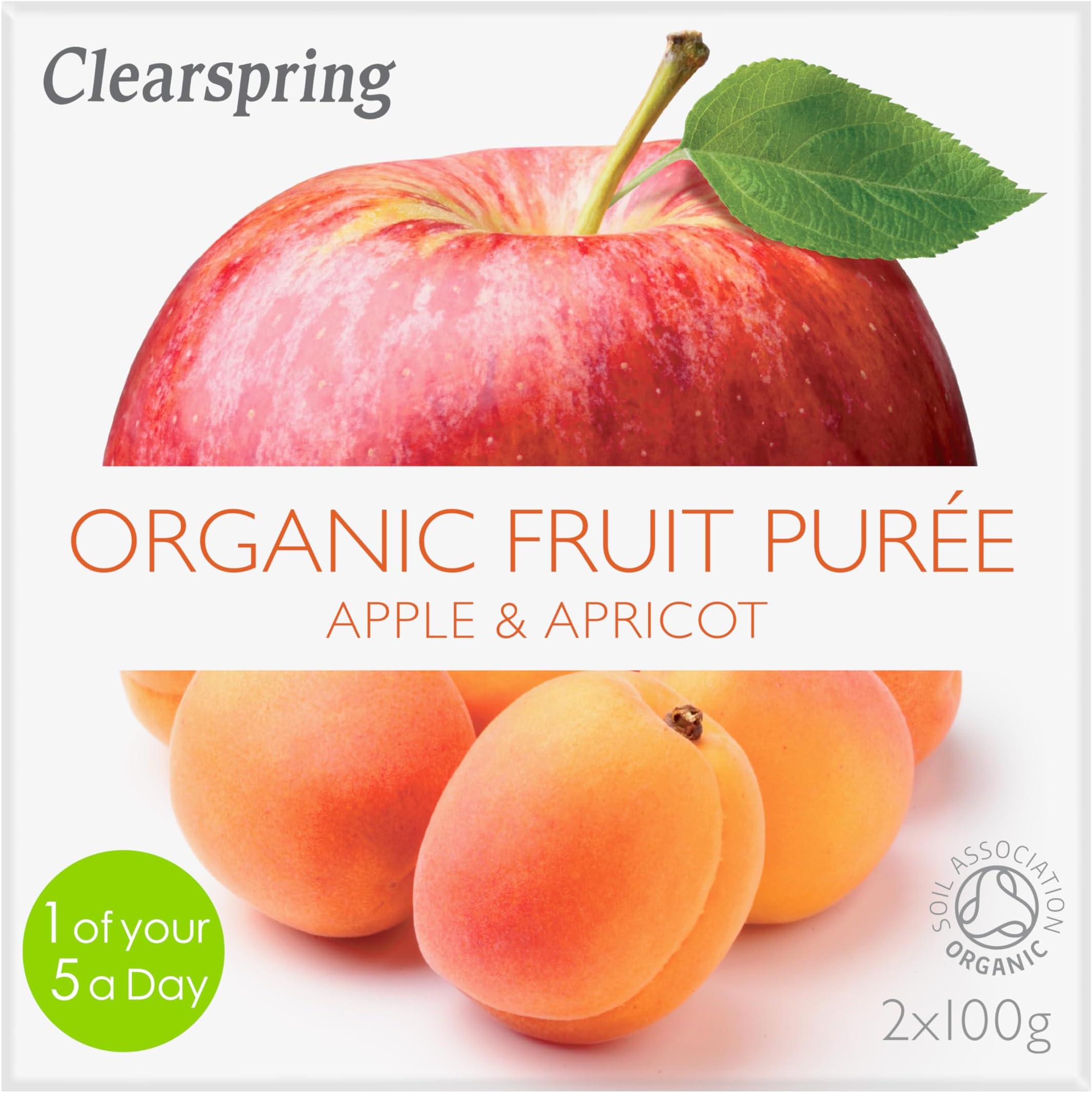 Clearspring Organic Apple and Apricot Fruit Puree 2x100 g (Pack of 12)