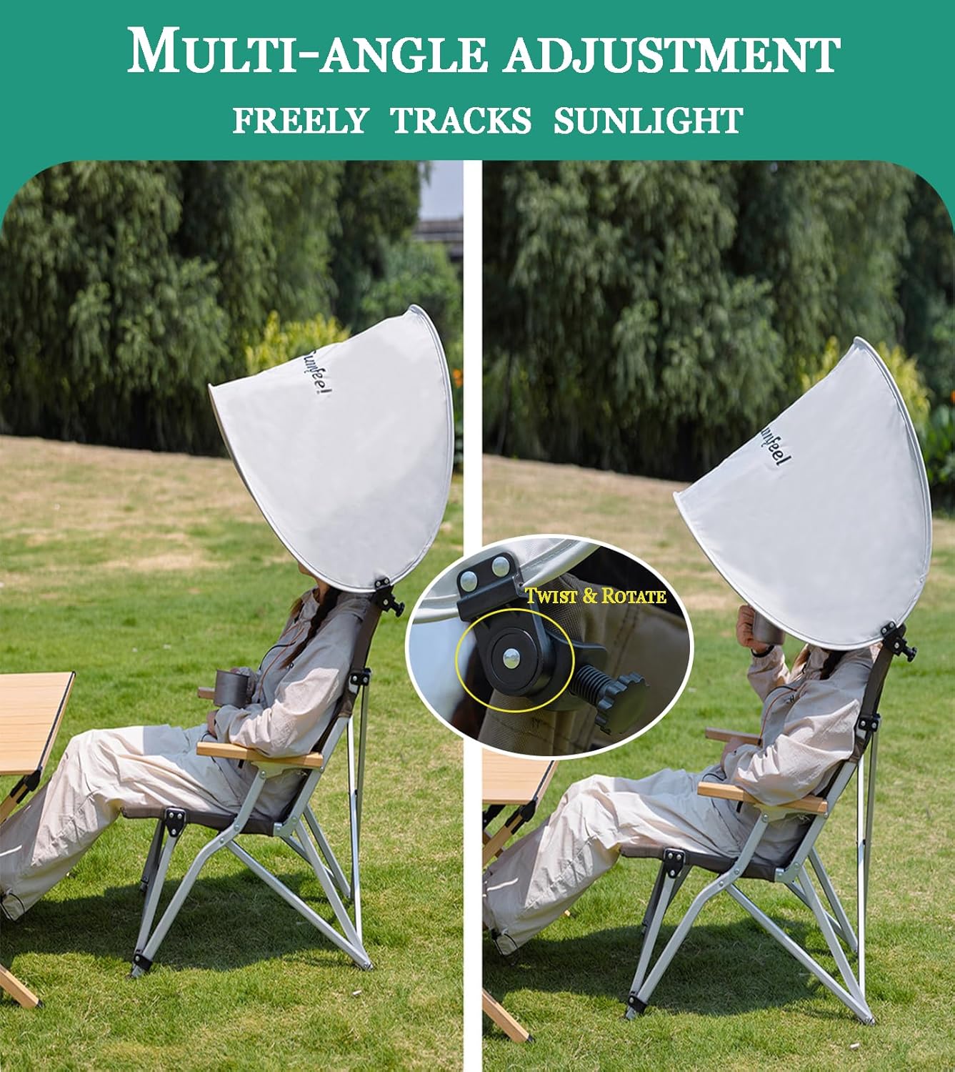 Chair Canopy Sun Shade, UPF 50+ UV Protection Chair Umbrella with Adjustable Clamp, Portable Foldable Sun Shade for Camping Chair, Beach Chair, Lounge Chair, Lawn Chair,Tanning Chair.