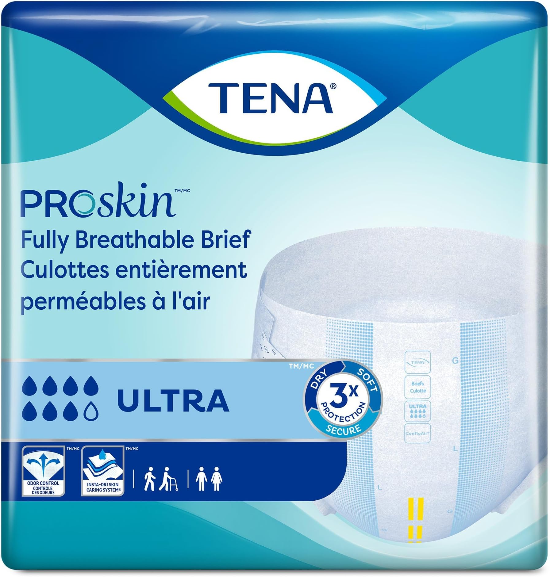Ultra Breathable Briefs, Incontinence, Disposable, Heavy Absorbency, XL, 15 Count, 4 Packs, 60 Total