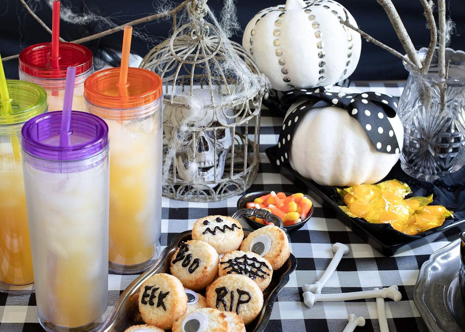 Cupture Skinny Acrylic Tumbler Cups with Straws - 18 oz, 8 Pack (Assorted Colors) - Image 4