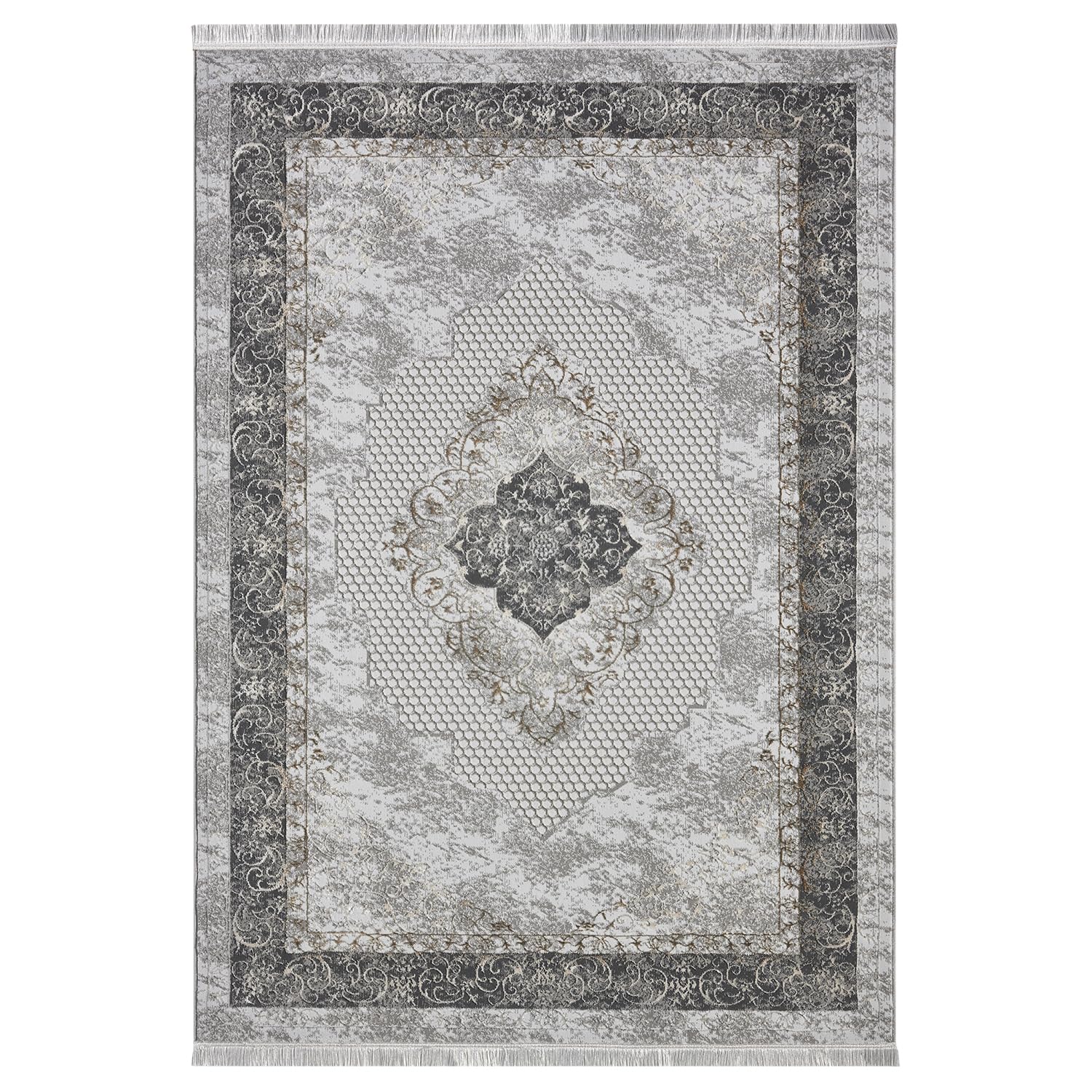 VIMODA Dywan klasyczny, nowoczesny, z wzorem ornamentowym, orientalny, nadaje się do ogrzewania podłogowego, kolor: szary; wymiary: 200 x 290 cm