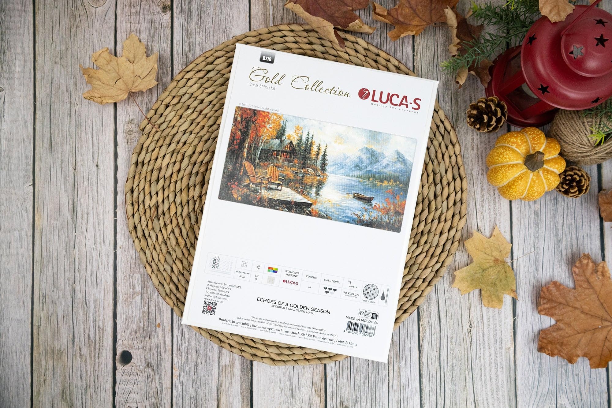 Luca-S Cross Stitch Kit Gold - Echoes of a Golden Season, B716, Counted Cross Stitch Kit for Adults Needlecraft and Embroidery Kit - Image 2