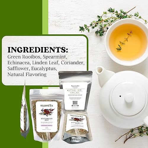 Miniatura 3 de Nelson's Tea - Menta de sandía - Rooibos verde, menta verde, equinácea, hoja de tilo, cilantro, cártamo y eucalipto - 2 oz.