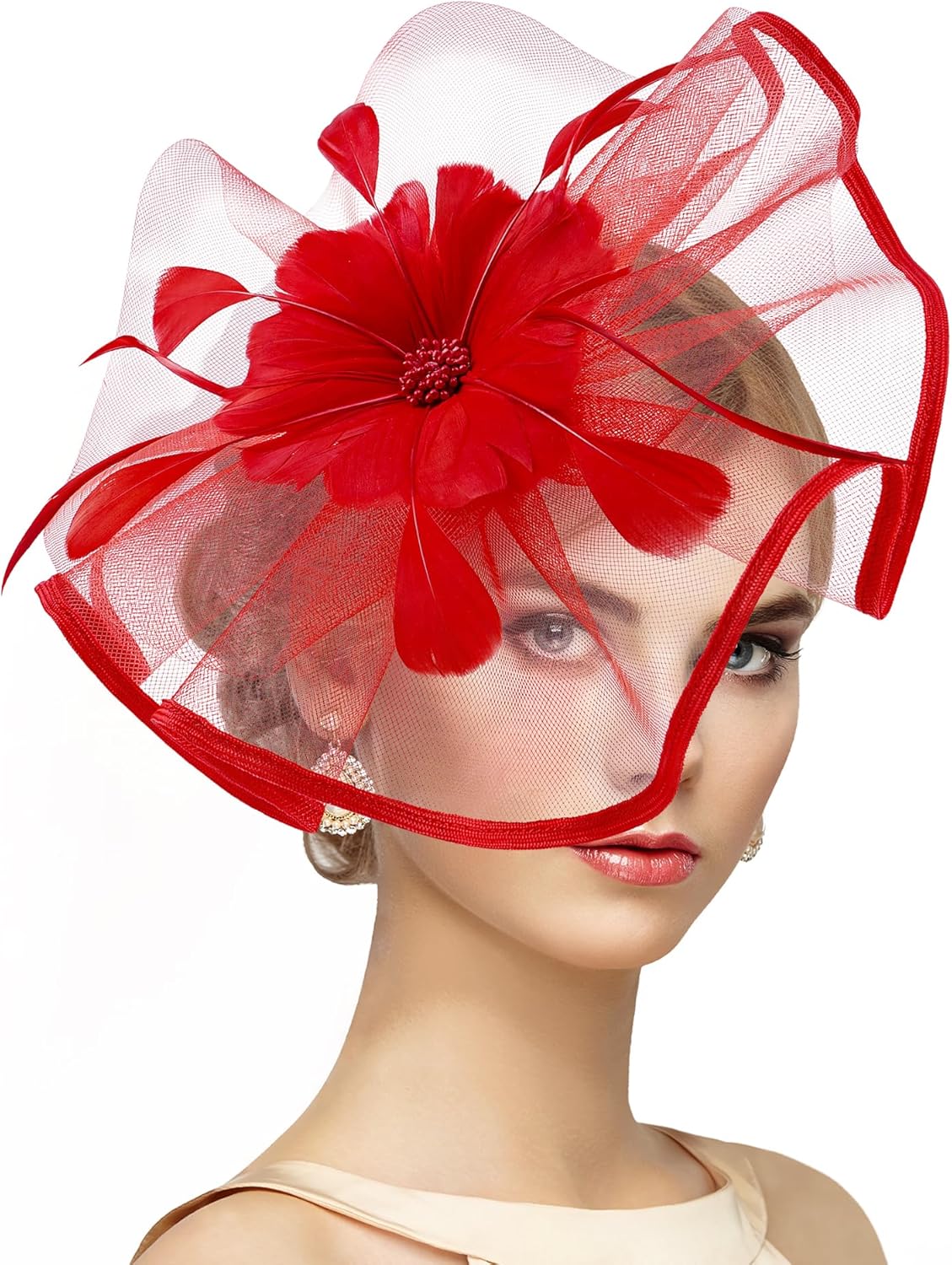 Vintage Tea Party Hat - 2026 Mesh Kentucky Fascinators Headband Flower Feather Derby Hats for Women Girls - Image 7