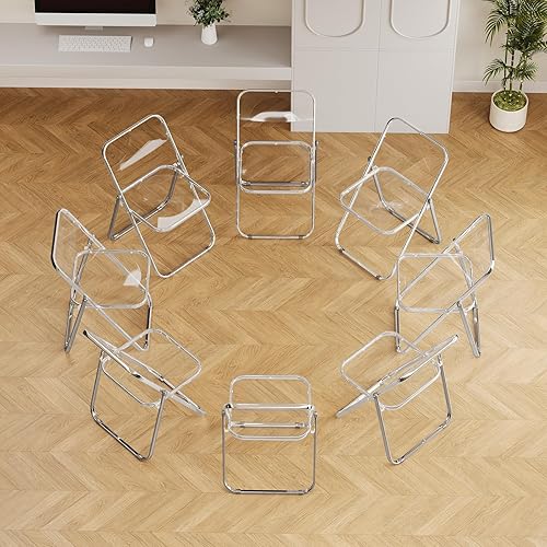 Miniatura 13 de Paquete de 8 sillas plegables de plástico blanco – Iniciador de eventos apilables para iglesia, aula, salón comunitario (capacidad de 250 libras)