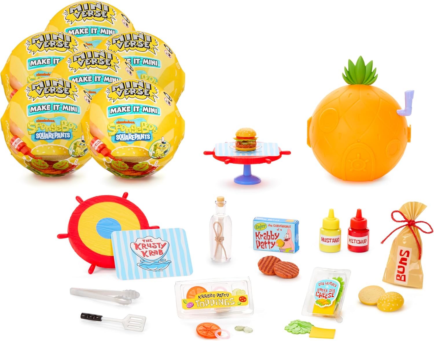 MGA's Miniverse Make It Mini SpongeBob SquarePants (6 Pack), Mini Collectibles - Blind Pack, DIY, Resin, Replica Food, Not Edible, Collectors, Novelty, Gift, 8+
