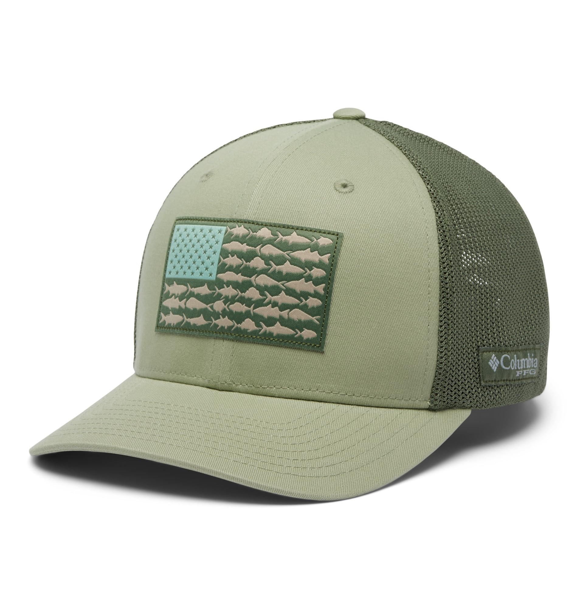 Columbia Unisex's PFG Fish Flag Mesh Ball Cap Baseball, Smokey Sage/Cypress, XXL