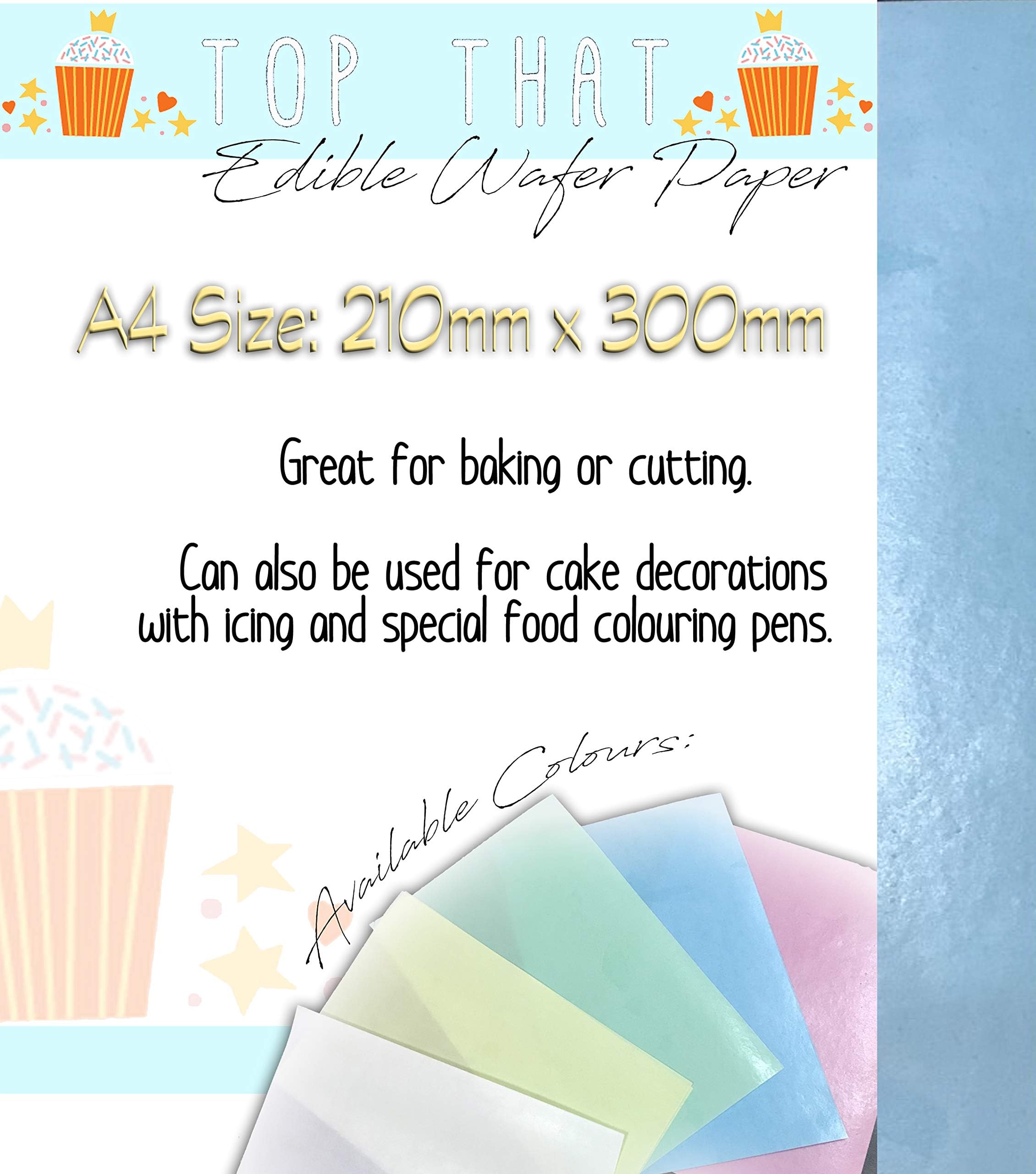 25 Sheets of Blue Edible Wafer Paper - A4 Sized for Baking Cutting Printing Cake Decorating
