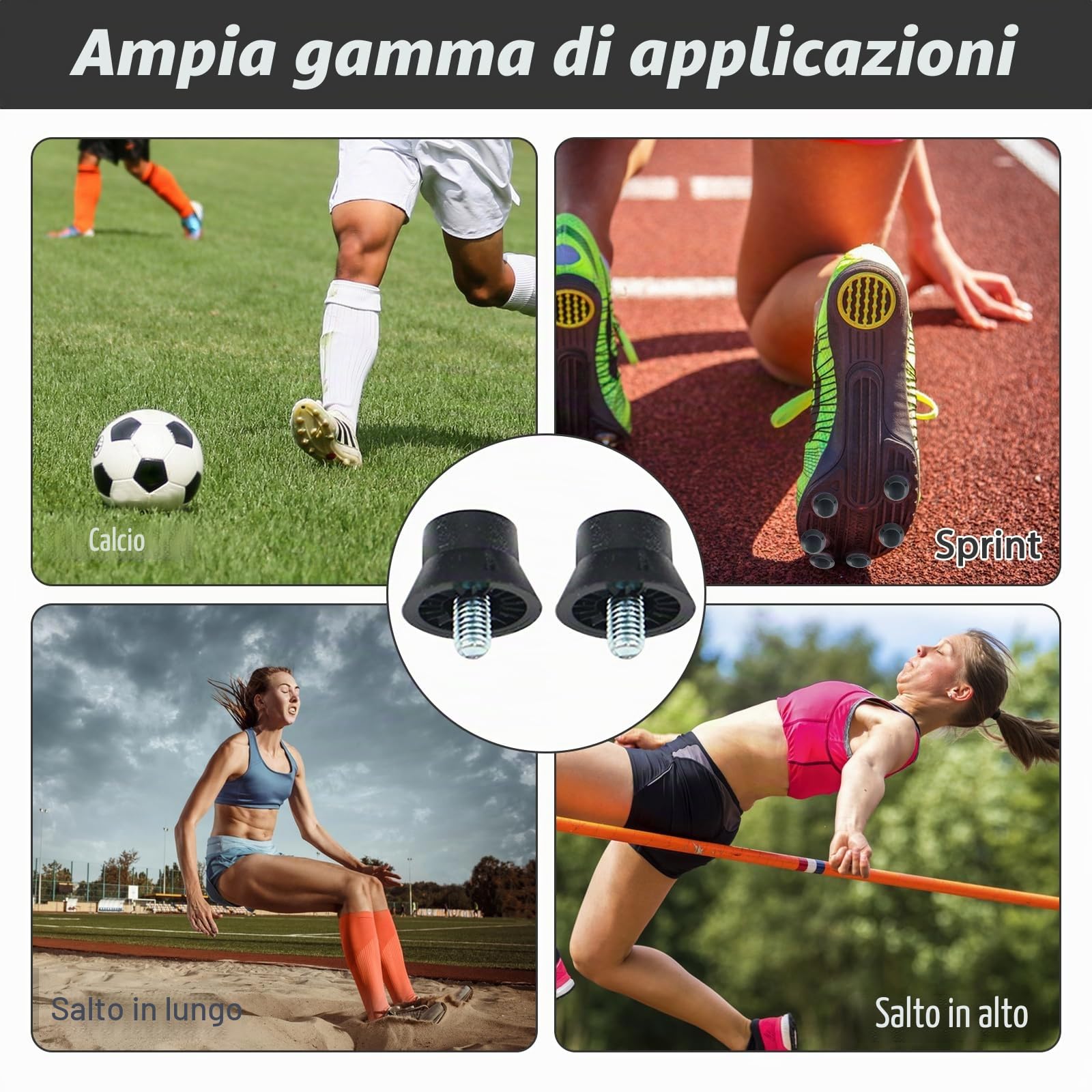 Tacchetti Sostitutivi per Scarpe Sportive - 12PCS Tacchetti Plastica Calcio Resistenti e Antiscivolo - Viene Fornito con 1 Chiave Inglese