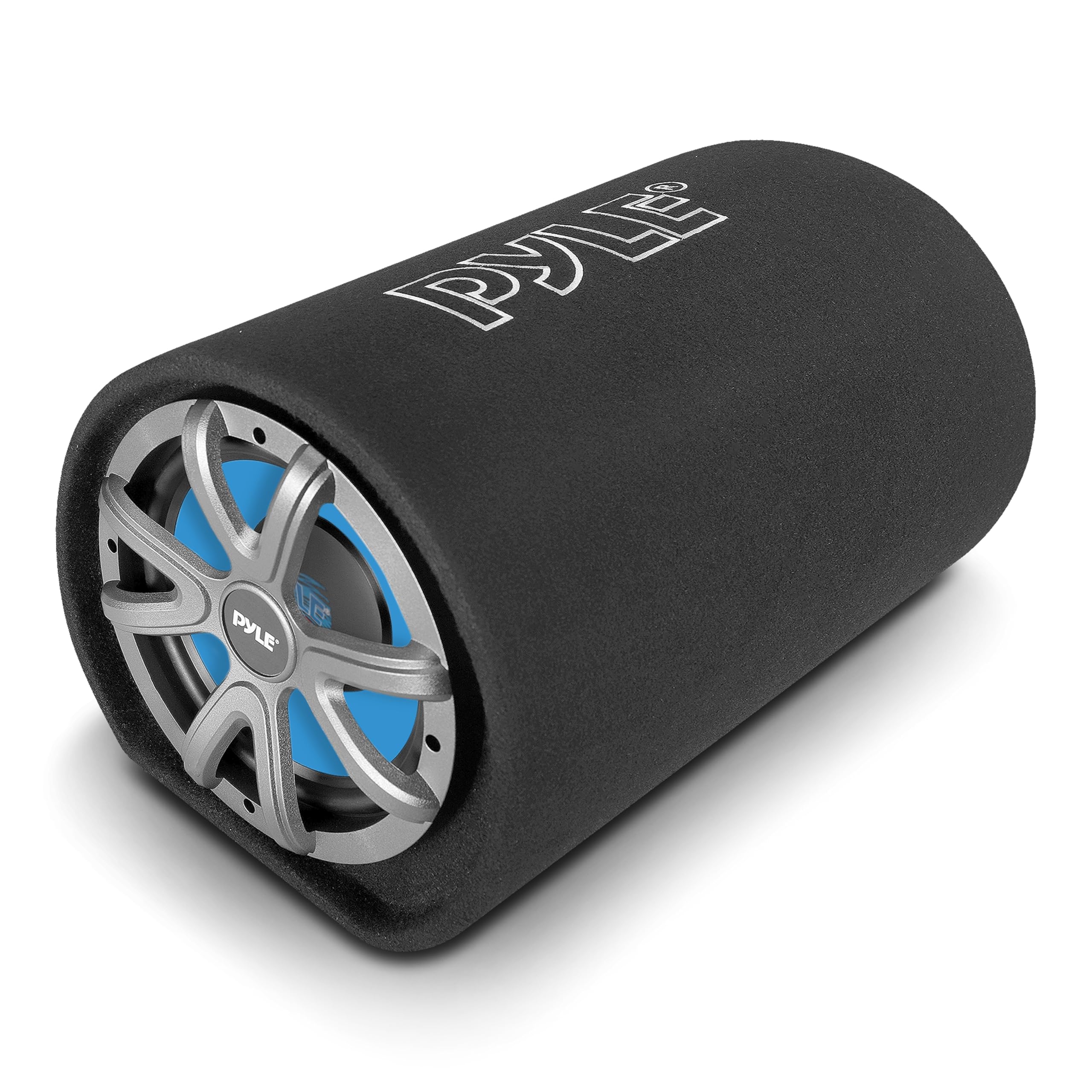 Pyle 20 cm Auto-Subwoofer-Röhre, 400 W Bass-Lautsprecher mit 50 mm Aluminium-Schwingspule, kompaktes Teppichgehäuse, tiefer Bass, 4 Ohm, ideal für Auto-Audio-Soundsystem, Schwarz