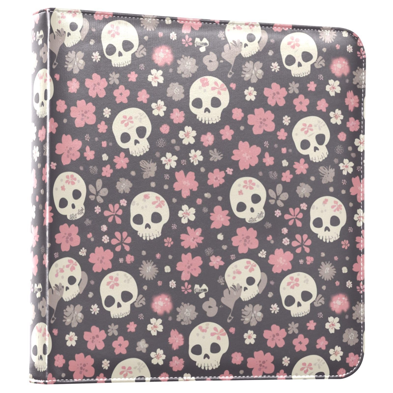 Kigai Rose Skull Photo Album Self Adhesive Scrapbook Album Leather Cover DIY Picture Scrap Book with 20 Adhesive Sheets, 11.8x24x0.8 inch
