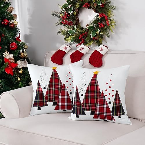 Miniatura 3 de Juego de 2 fundas de almohada navideñas de 18 x 18 pulgadas para invierno, fundas de almohada suaves decorativas para sofá, silla, muebles, banco,