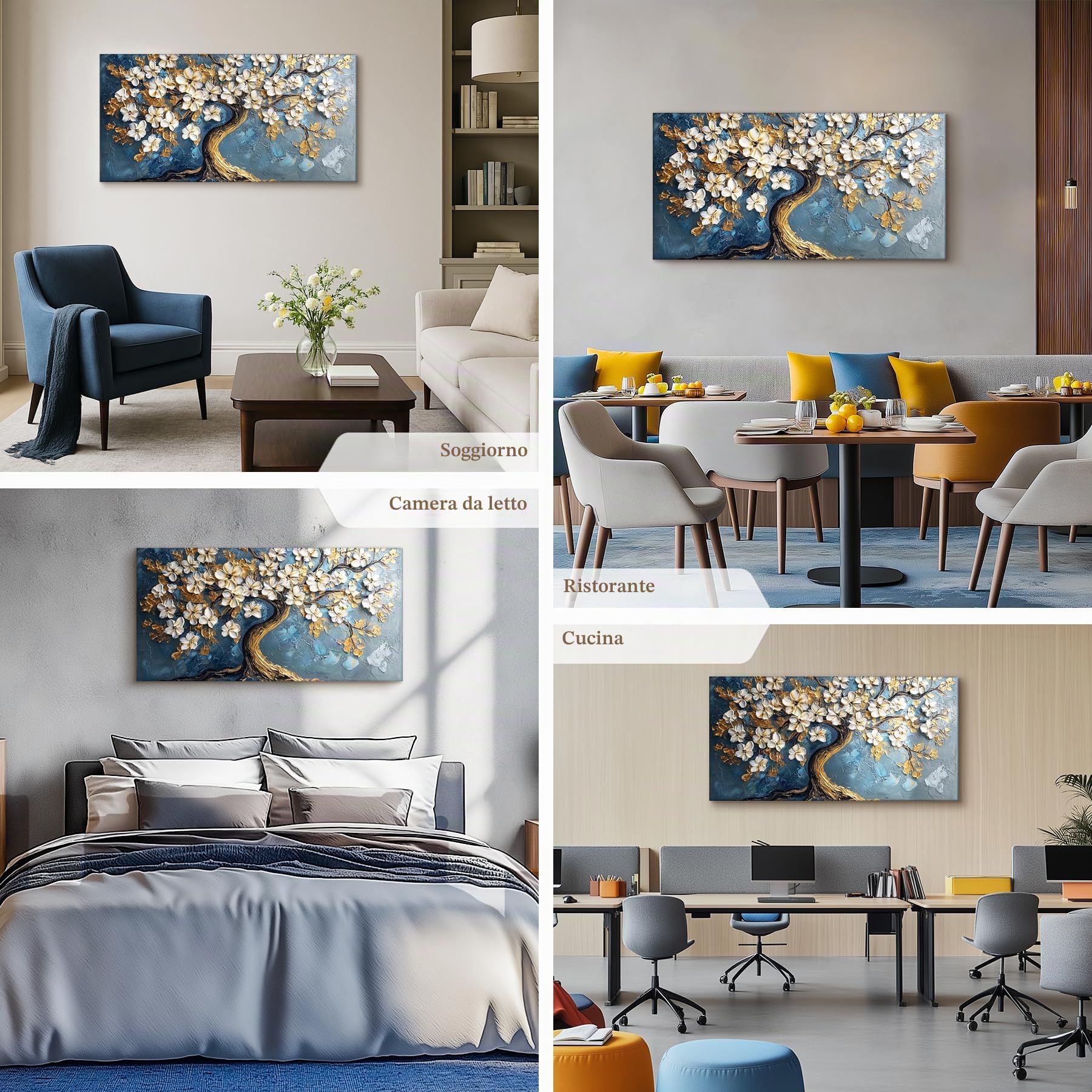MHARTK66 Quadri Moderni Soggiorno Grandi, 50x100 cm Stampe da Parete Albero Della Vita Dorato, Quadro Camera da Letto Su Tela Decorazioni Parete Bagno Ufficio Sala Da Pranzo