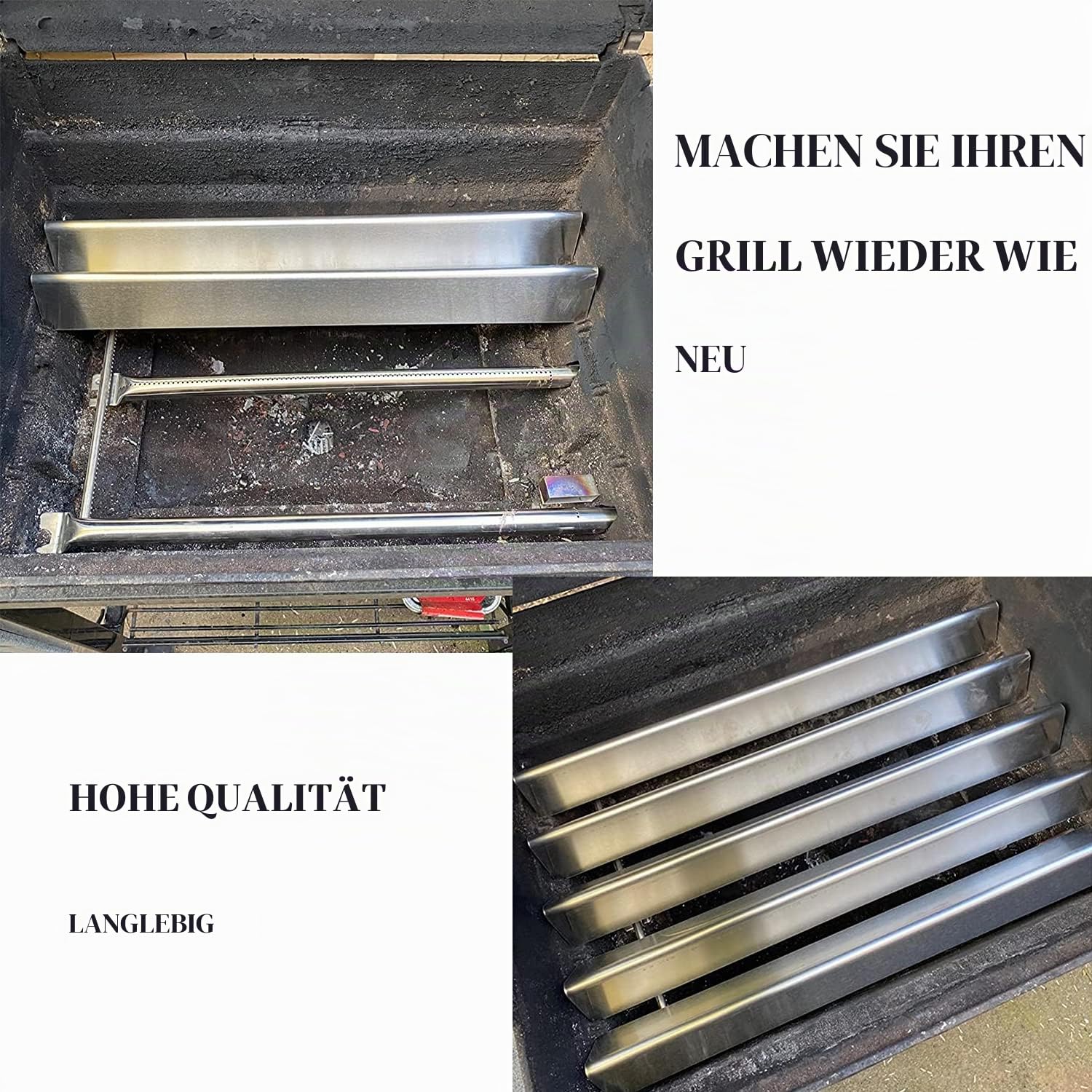 GFTIME 7537 Flavorizer Bar und 7508 Brenner für Weber Spirit E310/320 (2007-2012), mit Seitlichen Knöpfen, Edelstahl Ersatzteil Spirit 700/900