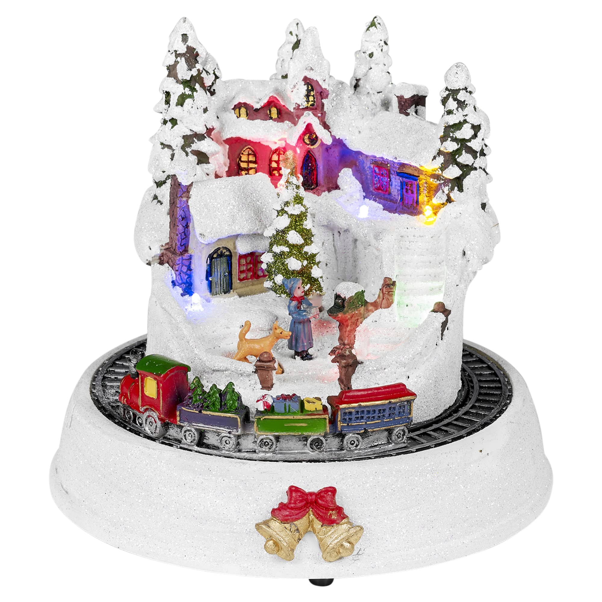 Urbnliving Christmas Scene Decoration Xmas Snowy Decor Mini Village Festive Moving Ornament