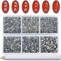 Vista 100 de Bymitel Hotfix - Gemas redondas de diamantes de imitación de cristal para manualidades, mezcla de 6 tamaños con kit de lápiz de cera, negro