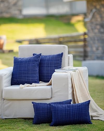 Miniatura 6 de HPUK Juego de 2 fundas de almohada impermeables para exteriores, 12 x 20 pulgadas, fundas decorativas de cojín de jardín para patio, tienda de