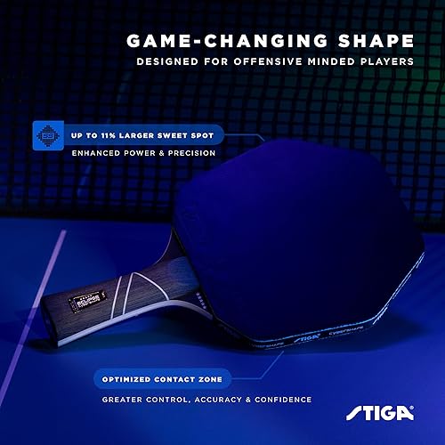 Miniatura 5 de STIGA Cybershape Eclipse - Pala de ping pong  Raqueta de tenis de mesa de rendimiento profesional  Paleta hexagonal de calidad de torneo para giro,