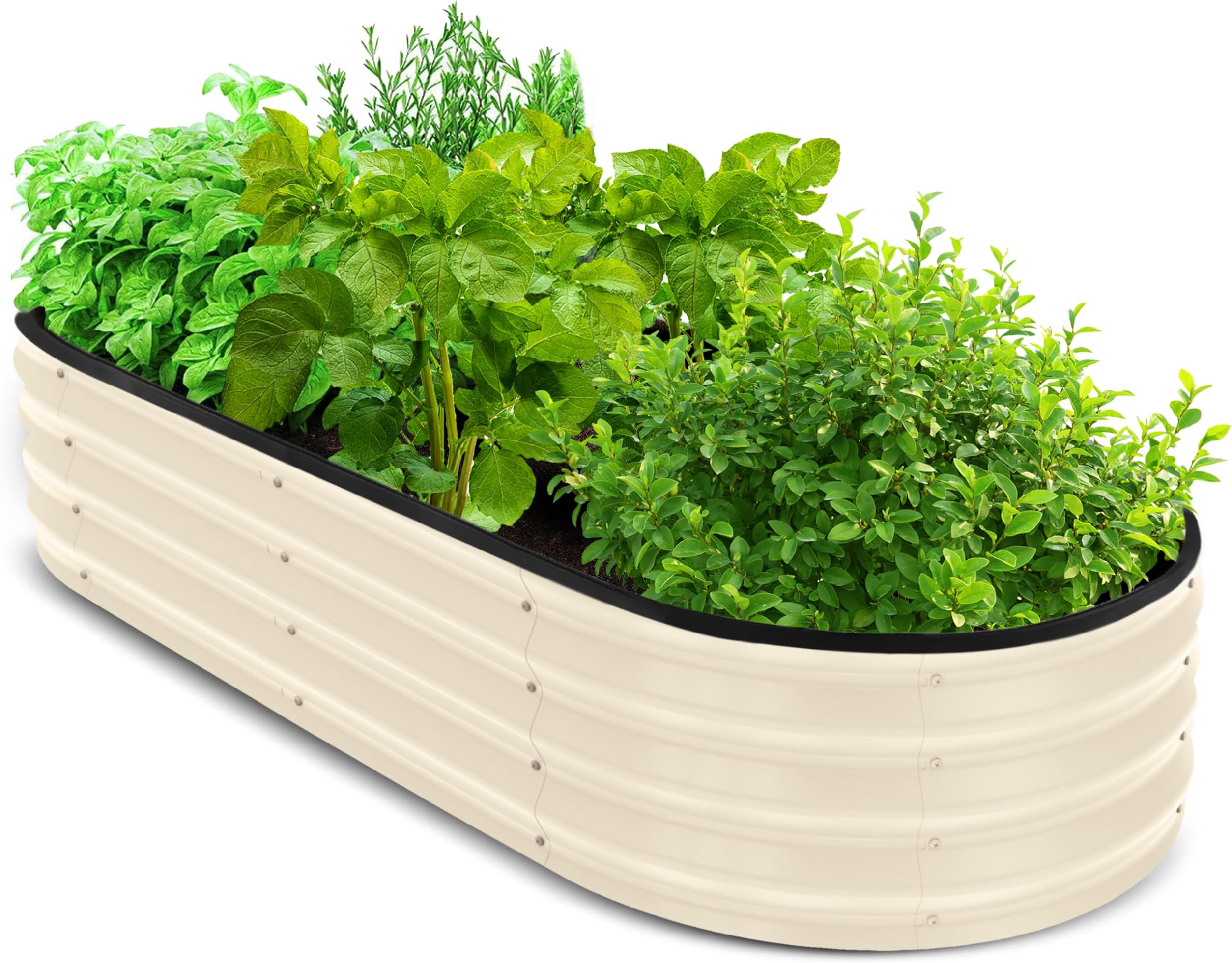 Utopia Home Galvanized Raised Garden Bed, 4ft x 2ft Lightweight Planter Boxes Outdoor with Easy Assembly, Large Garden Bed for Vegetables, Fruits, Flower - Beige