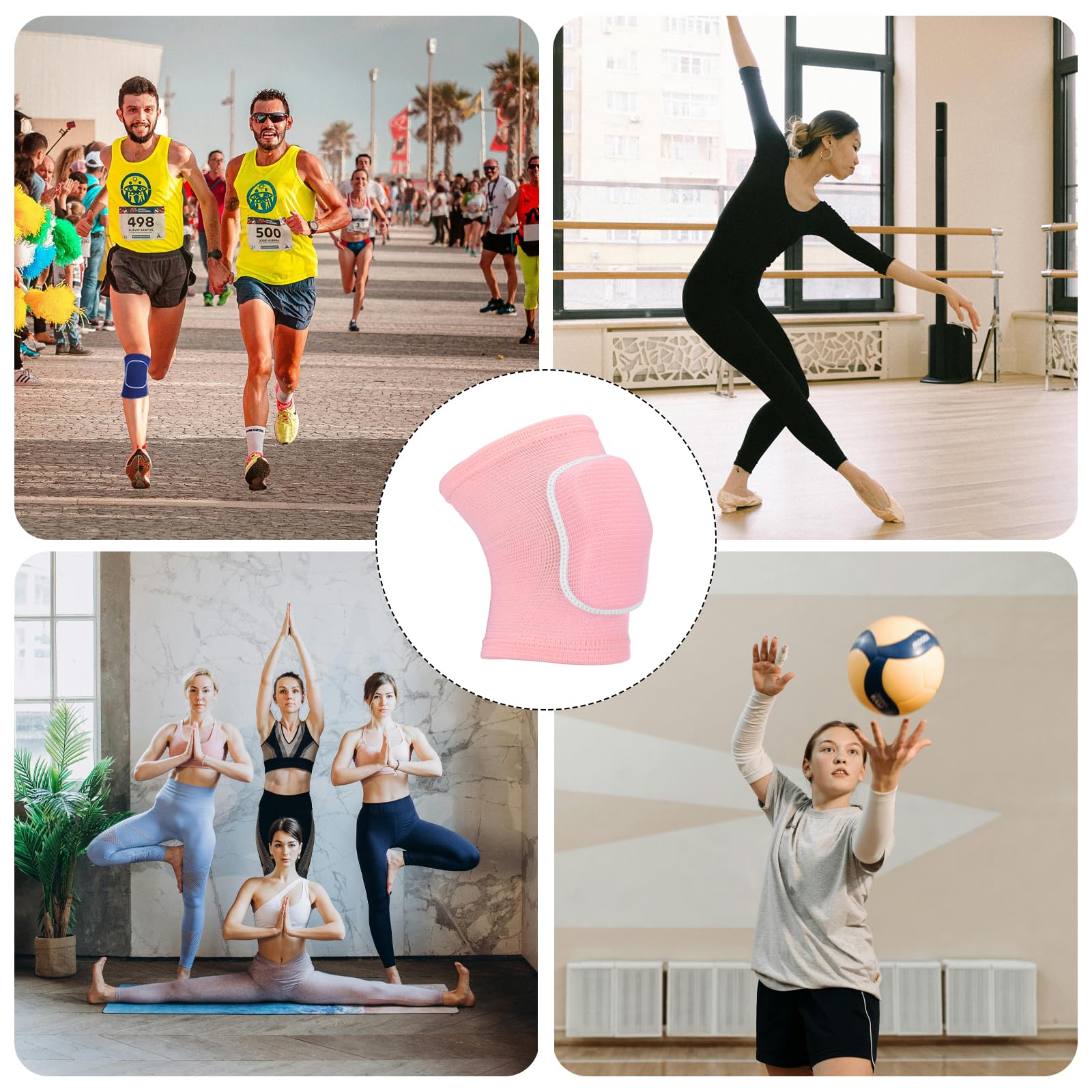 PATIKIL XS Taglia Ginocchiere Protettive, 6 Paia di Ginocchiere Spugna per Pallavolo, Traspiranti, per Ballo, per Donne e Uomini, Calcio, Basket, Allenamento, Rosa
