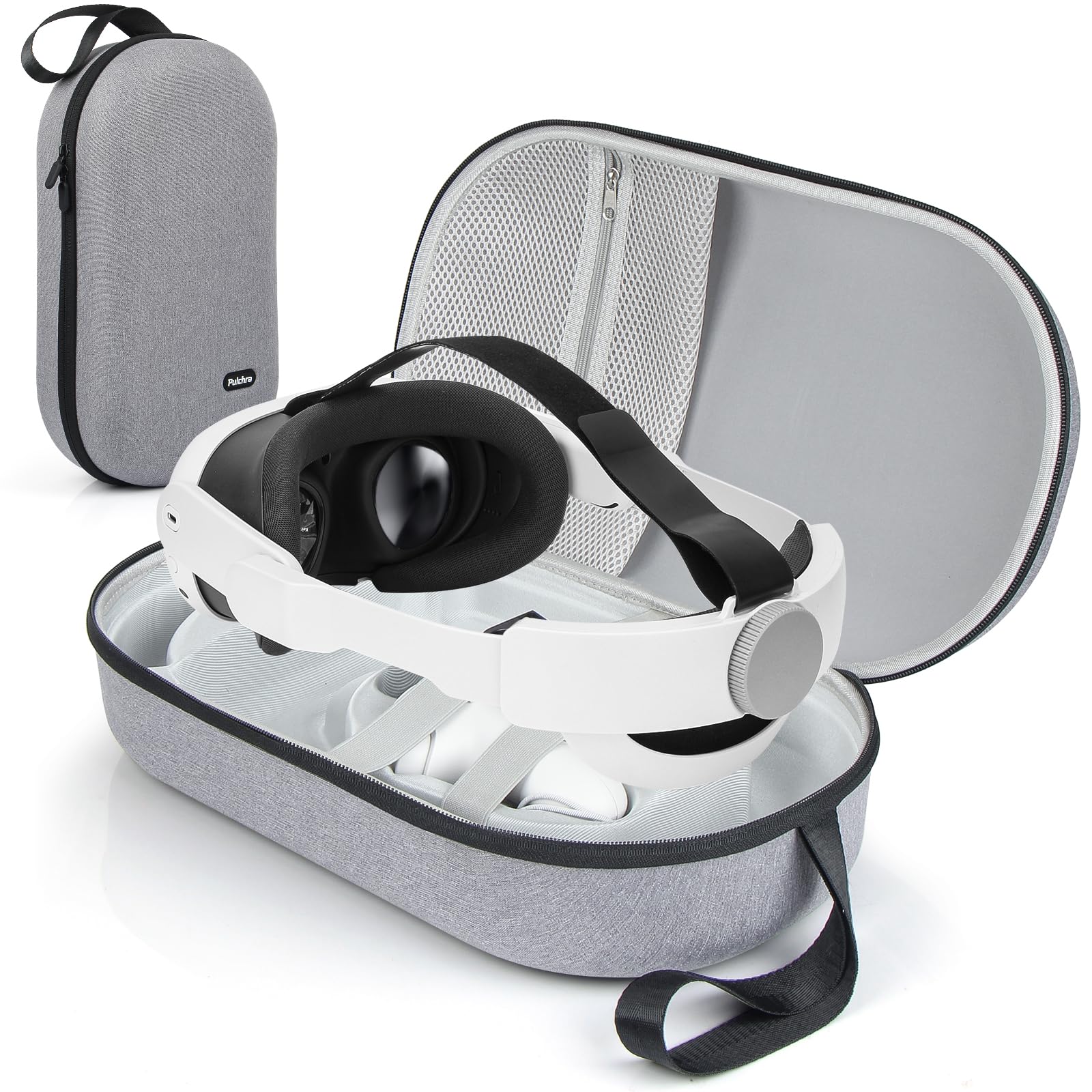 Pulchra VR Custodia da Viaggio Rigida Compatibile con Meta Quest 3/2, Oculus Quest 3/2, PICO4/4Pro, Grigio