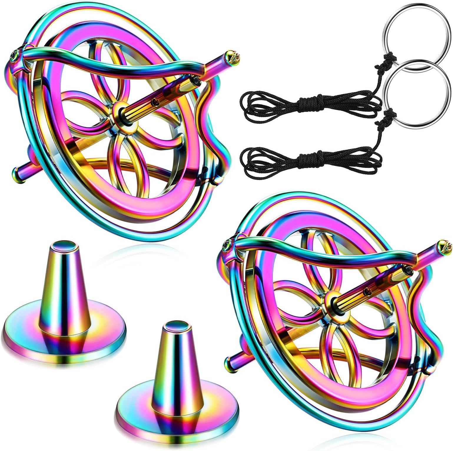 meekoo 2 Packs Metal Anti-Gravity Gyroscope Colorful Rotating Top Gyroscope Balance Toy Educational Gift