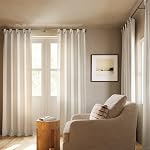 Archaeo Cotton Blend Button Tab Top Curtain Panel, 40" x 84, Cream