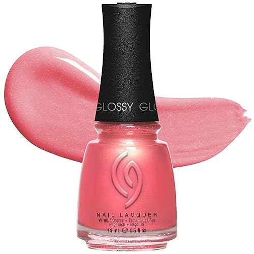 China Glaze CG Nail Lacquer Moment In the Sunset – Coral Pink Nail Polish, Quick Dry, Chip Resistant, Shimmer Glossy Finish for Salon & DIY Manicure, 0.5 fl oz - Coral Pink