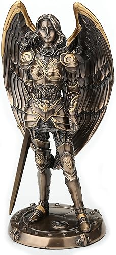 Miniatura 2 de Veronese Design Figura coleccionable de 9 5/8 pulgadas de alto, caballero angelical, escultura de resina bronceada fundida en frío, estatuilla