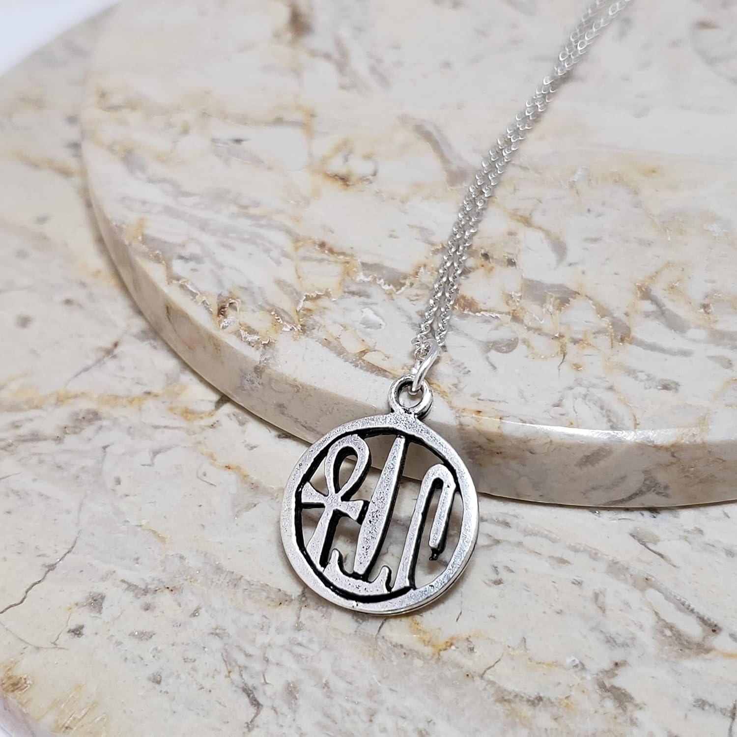 Health, Life & Happiness Necklace - Antique Silver Finish - Egyptian Hieroglyphic Symbols