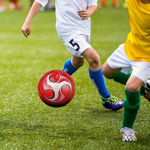 Miniatura 5 de HyDren Paquete de 2 pelotas de fútbol de tamaño 5, tamaño 4, tamaño 3, pelota de fútbol para niños pequeños y jóvenes con inflador, pelota de fútbol