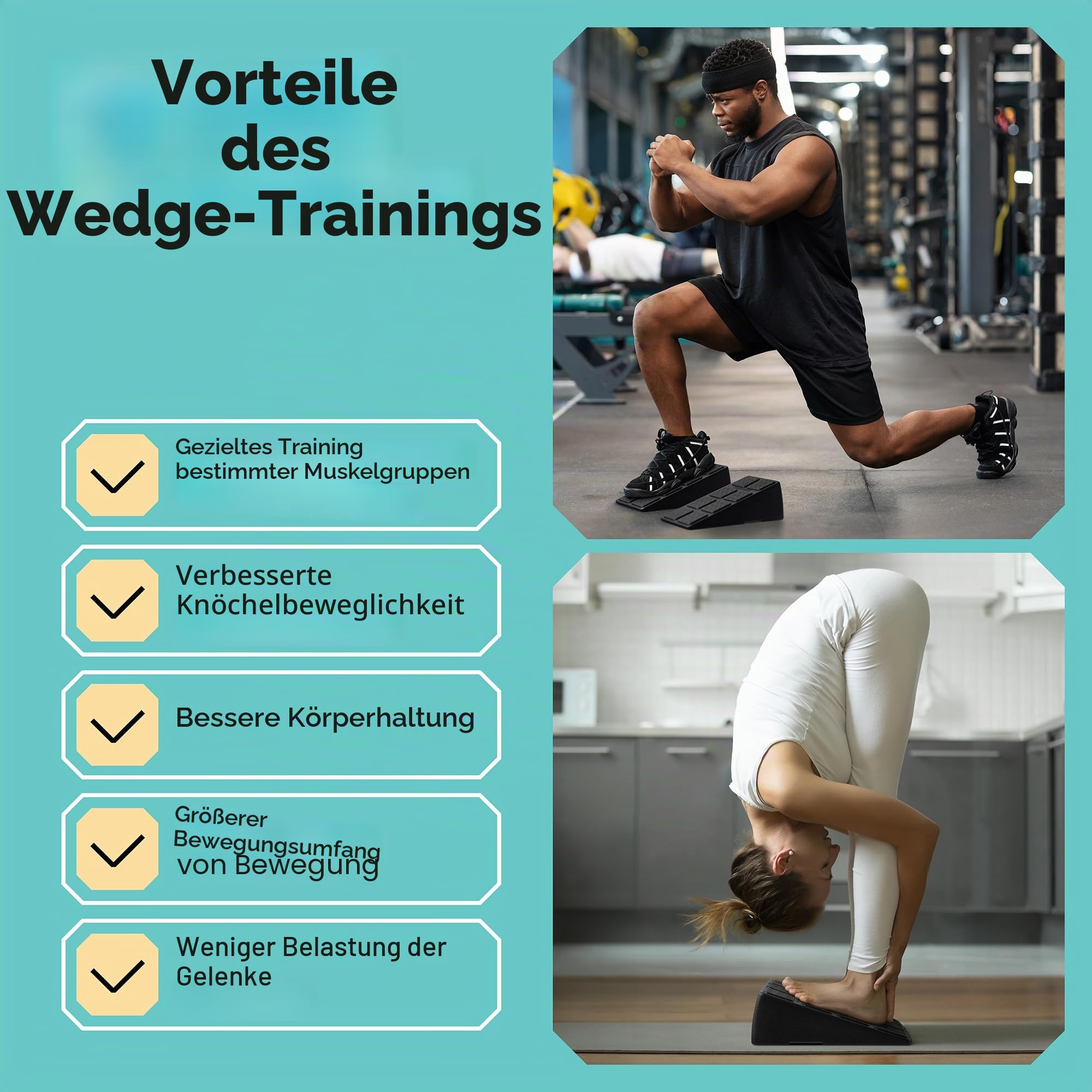 Squat Wedge – Kniebeugen-Keil-Block 235,9 kg Tragkraft – Schrägbrett für Wadendehnung – Wadendehner, schräges Brett – Yoga-Blöcke