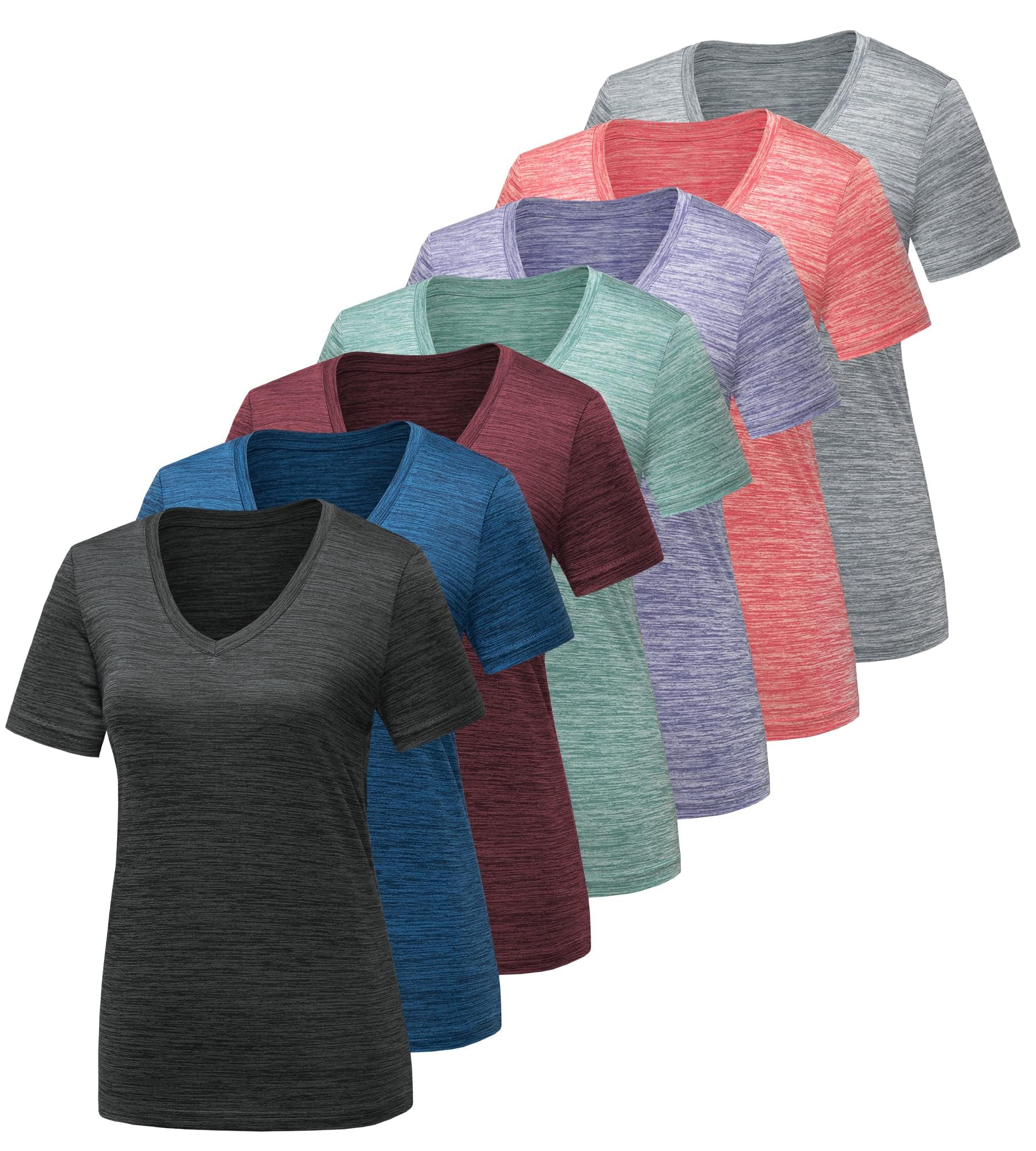 CE' CERDR Paquete de 5/7 camisetas de entrenamiento para mujer, absorben la humedad, secado rápido, atléticas, atléticas, para mujer, para gimnasio, rendimiento