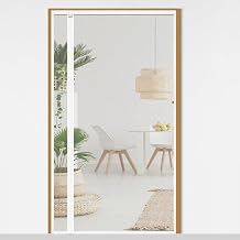 CHIYUNS White Reversible Left Right Side Opening Screen Door, Mesh Magnetic Closure Heavy Duty, Fits 72 x 82 Door, Self Closing Fiberglass Bug Net with Magnet for Front, Sliding Doors, Pet Friendly