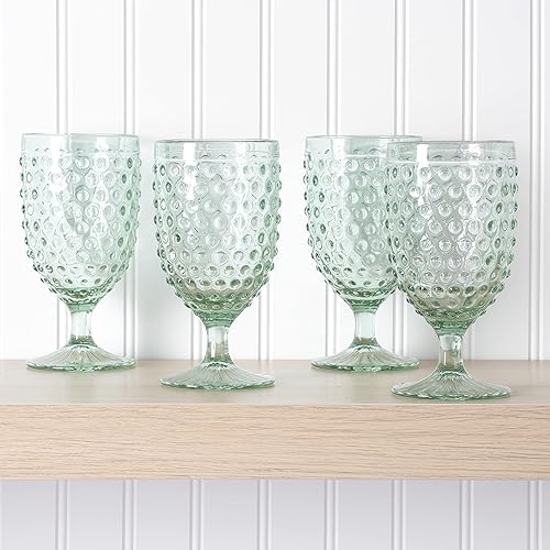 Miniatura 4 de Martha Stewart Chauncey - Juego de 4 copas de cristal hechas a mano de 14.2 onzas, color verde