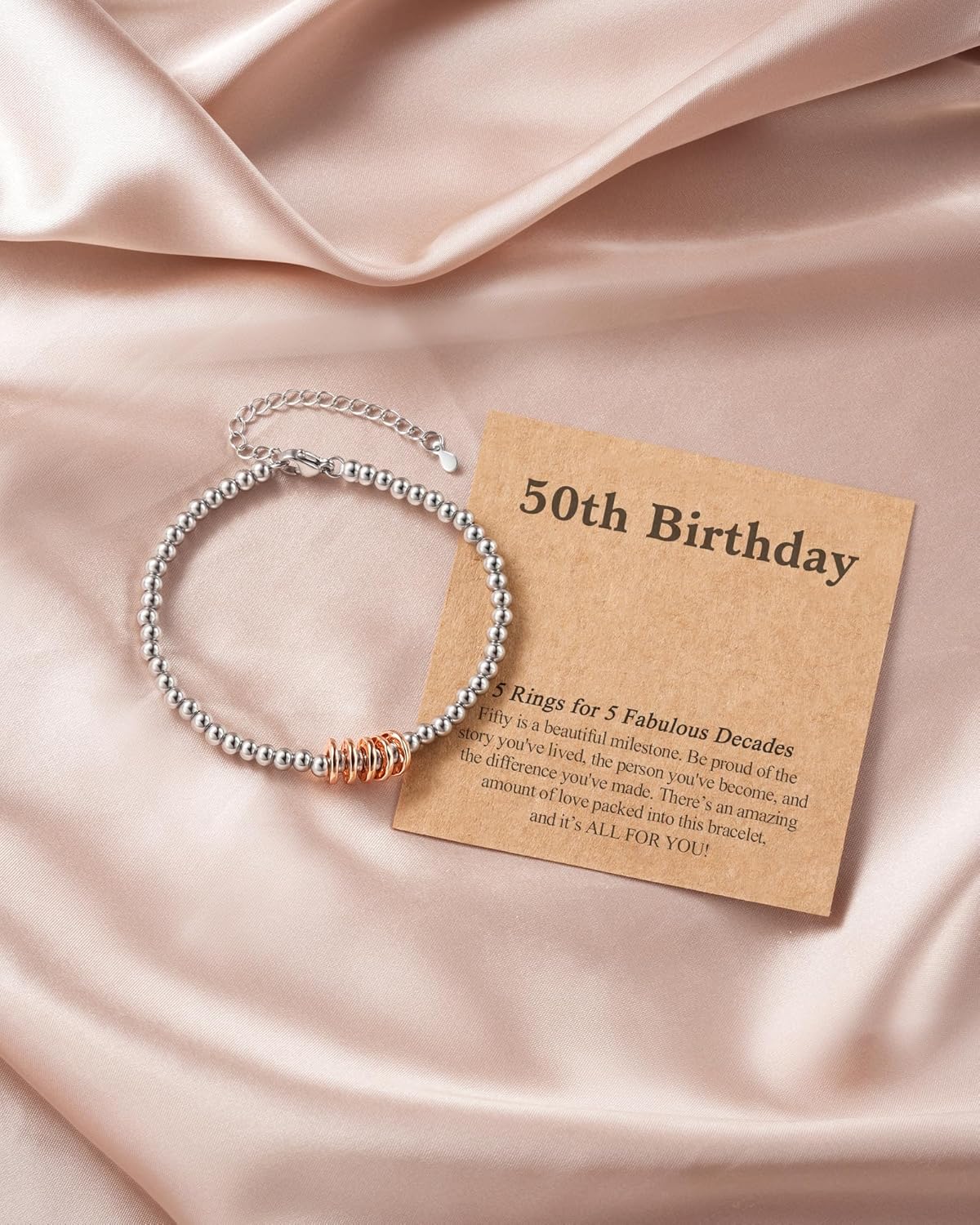 50th Birthday Gifts for Her Women, 50 Year Old Gifts for Women Happy 50th Birthday Bracelet for Mom Friend Female - Image 6